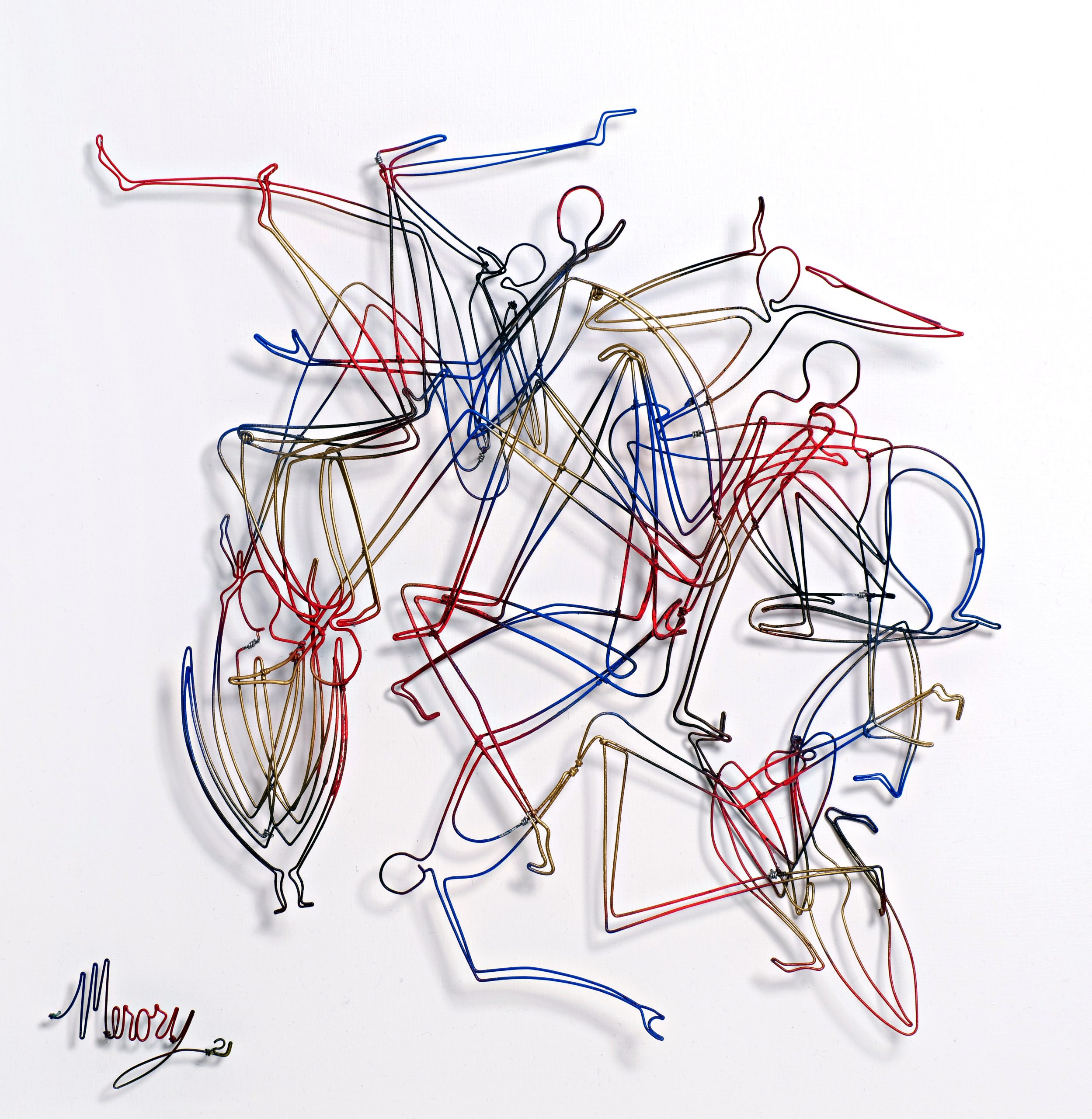 Pamela Merory Dernham "Inside My Head- II" Detail of painting with 19th c. handwriting, signatures and kingfisher.