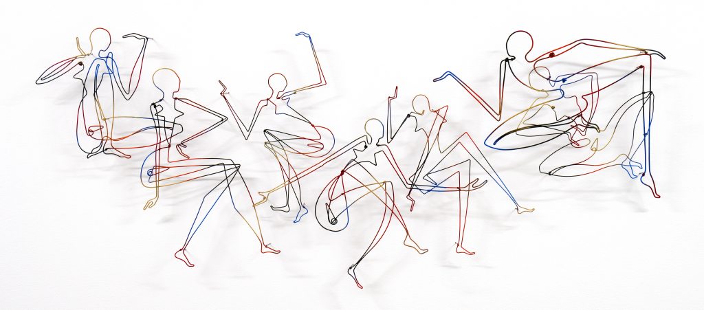 2024. Painted steel wire on wood panel, 26 3/4" H x 31 1/4" W x 4" D