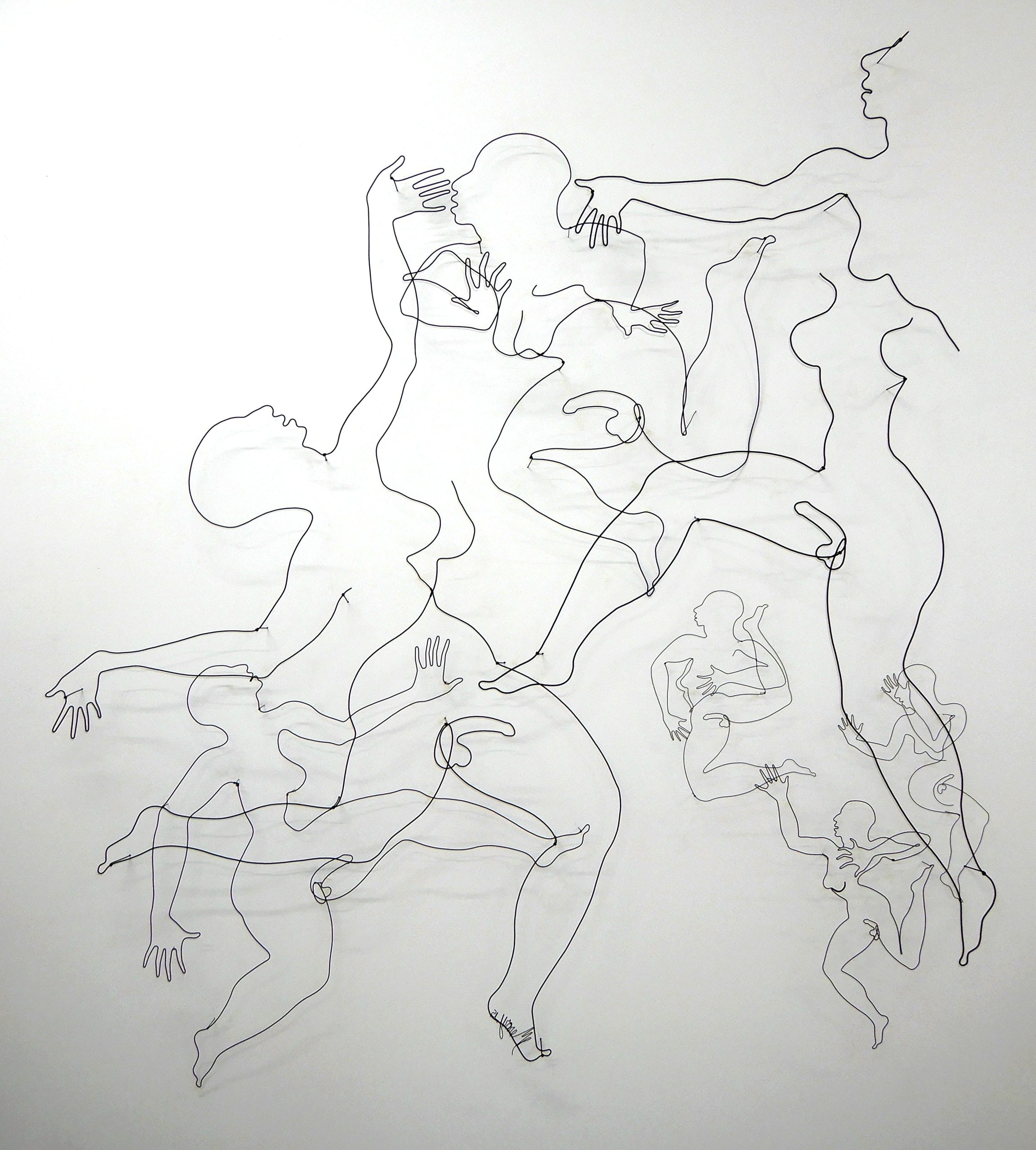 Powder coated steel wire, 64" H x 74" W x 4" D