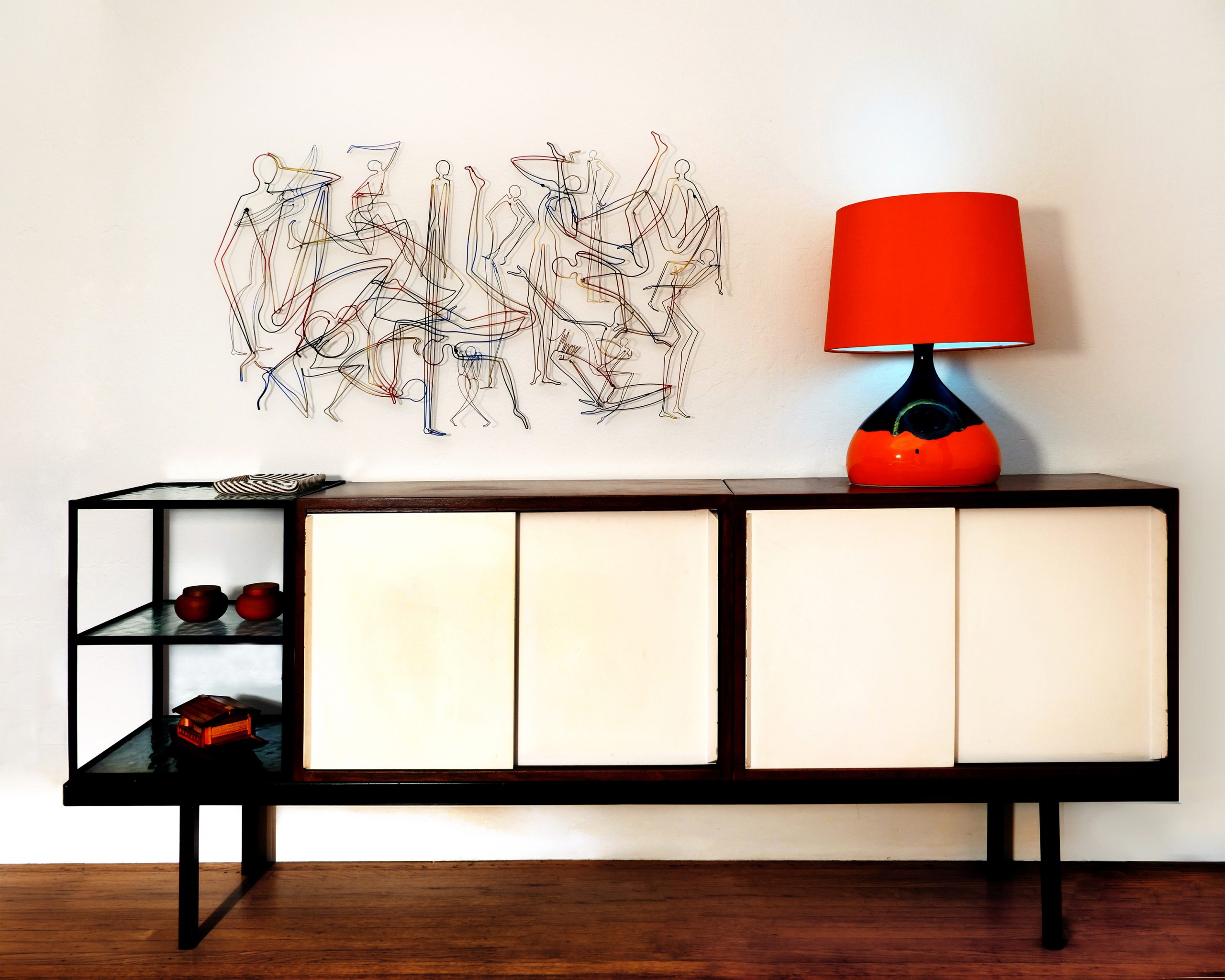 2021.<br />
Painted steel wire on wood panel,<br />
30 1/8" H x 47 1/8" W x 4" D, (framed)<br />
