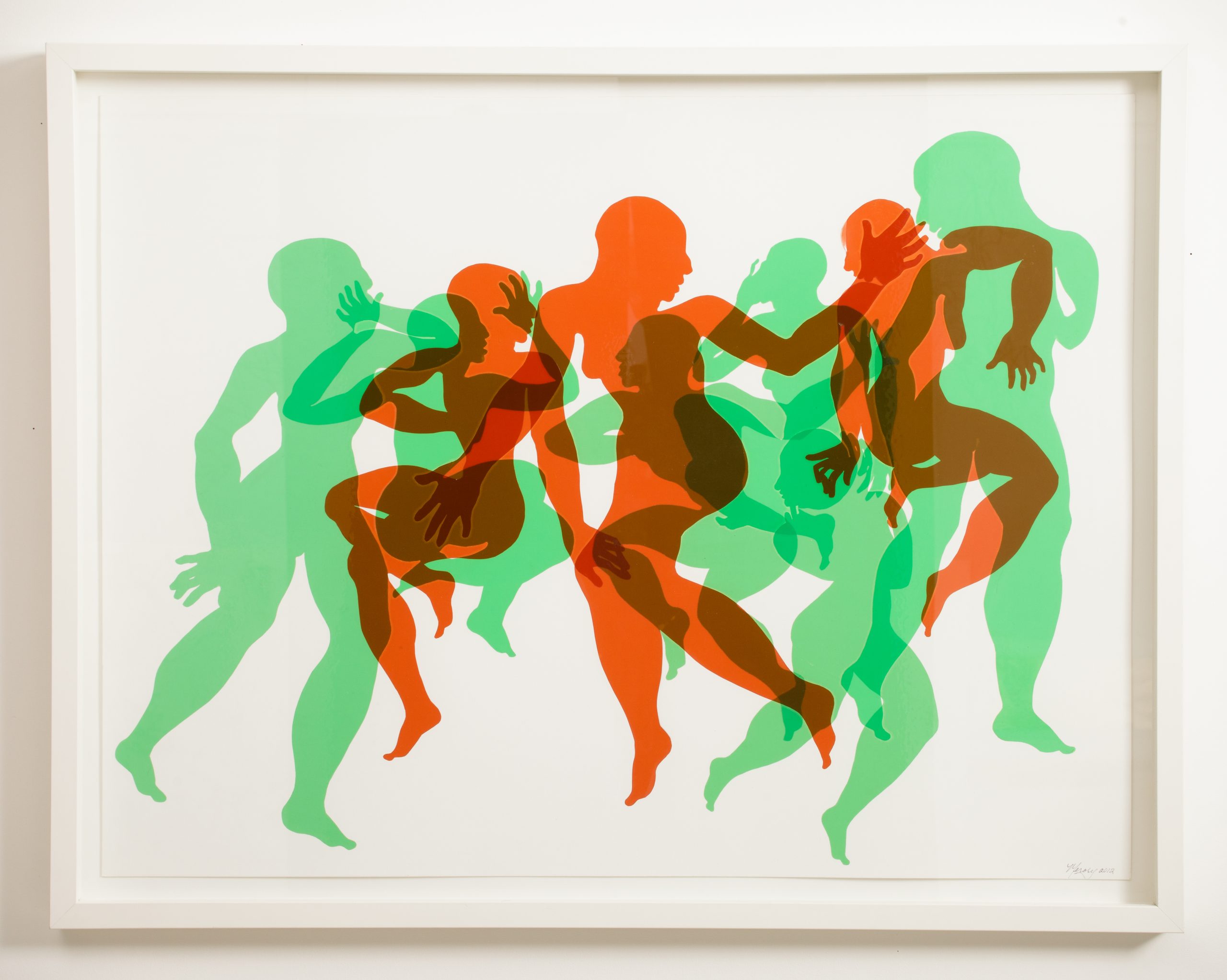 Orange and green theater lighting gels, double-stick adhesive on paper