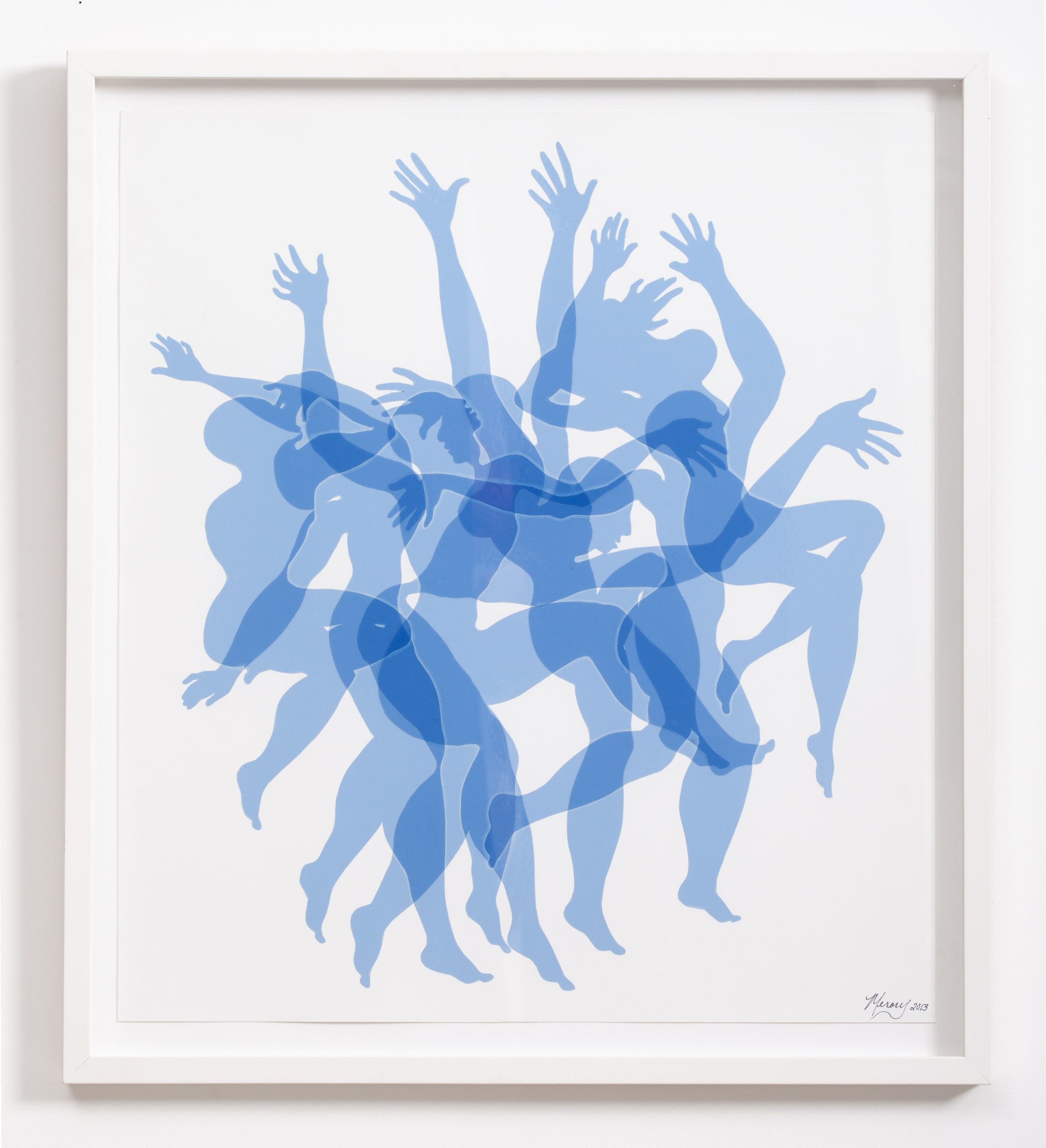 Blue theater lighting gels, double-stick adhesive on paper