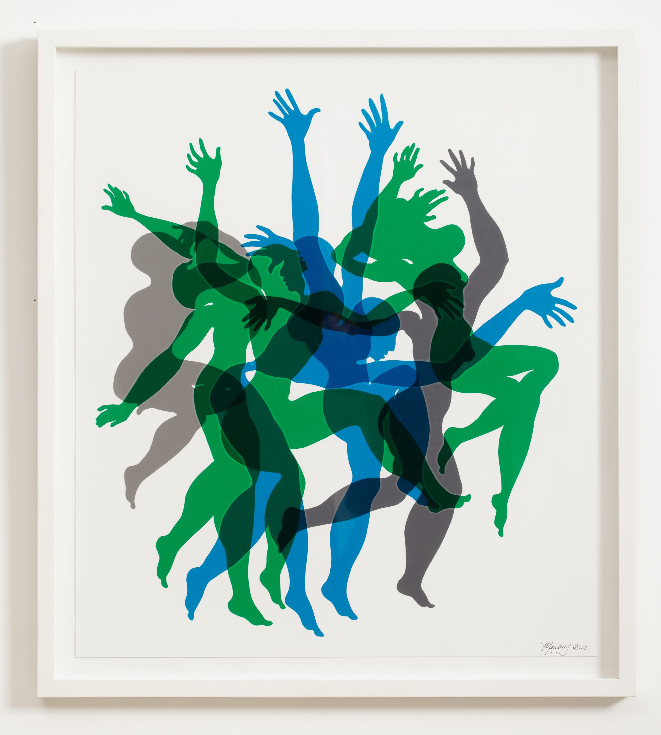 Blue, green, and gray theater lighting gels, double-stick adhesive on paper,