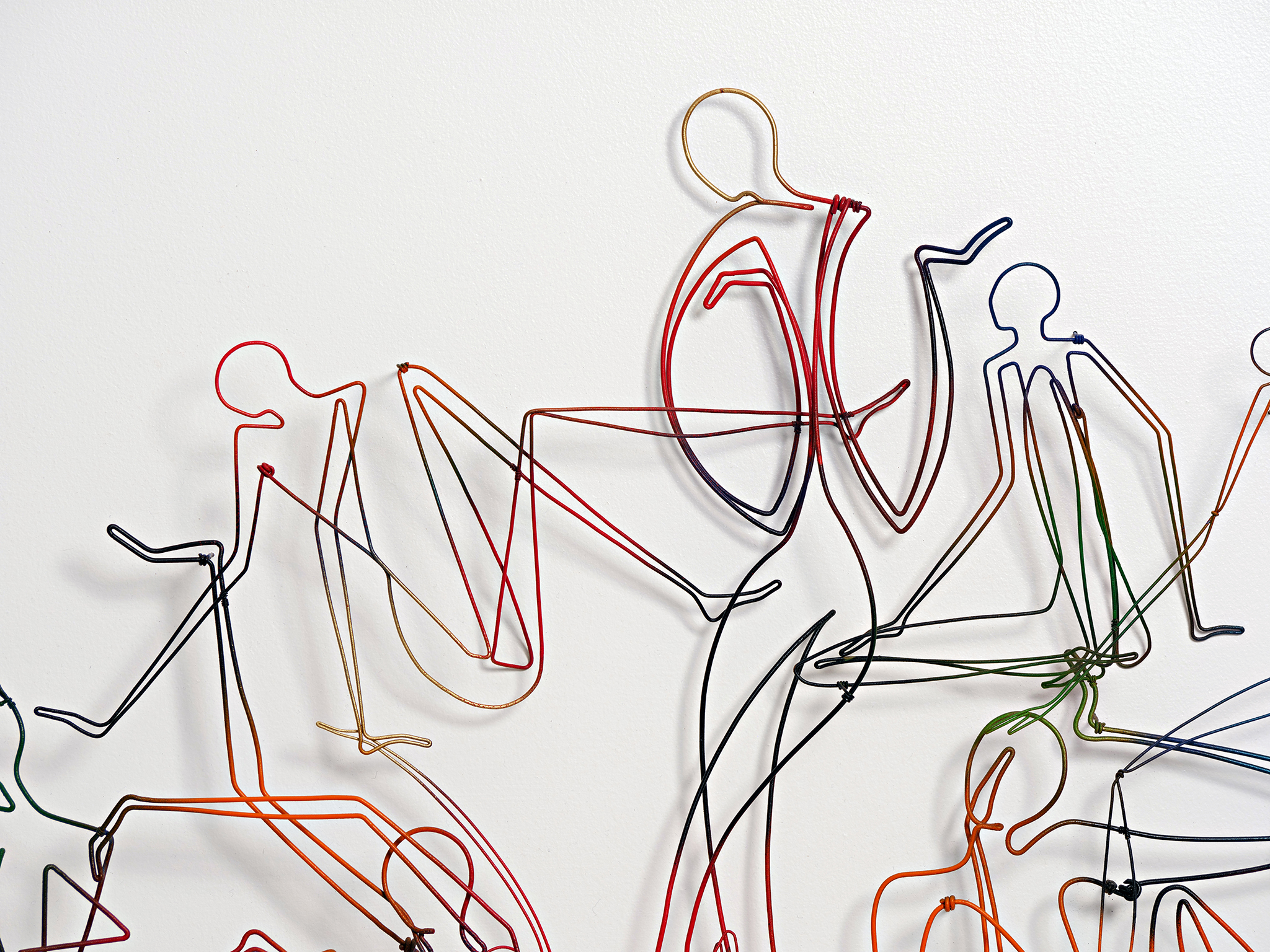 2021. Painted steel wire on wood panel, 30 1/8" H x 47 1/8" W x 4" D, (framed)