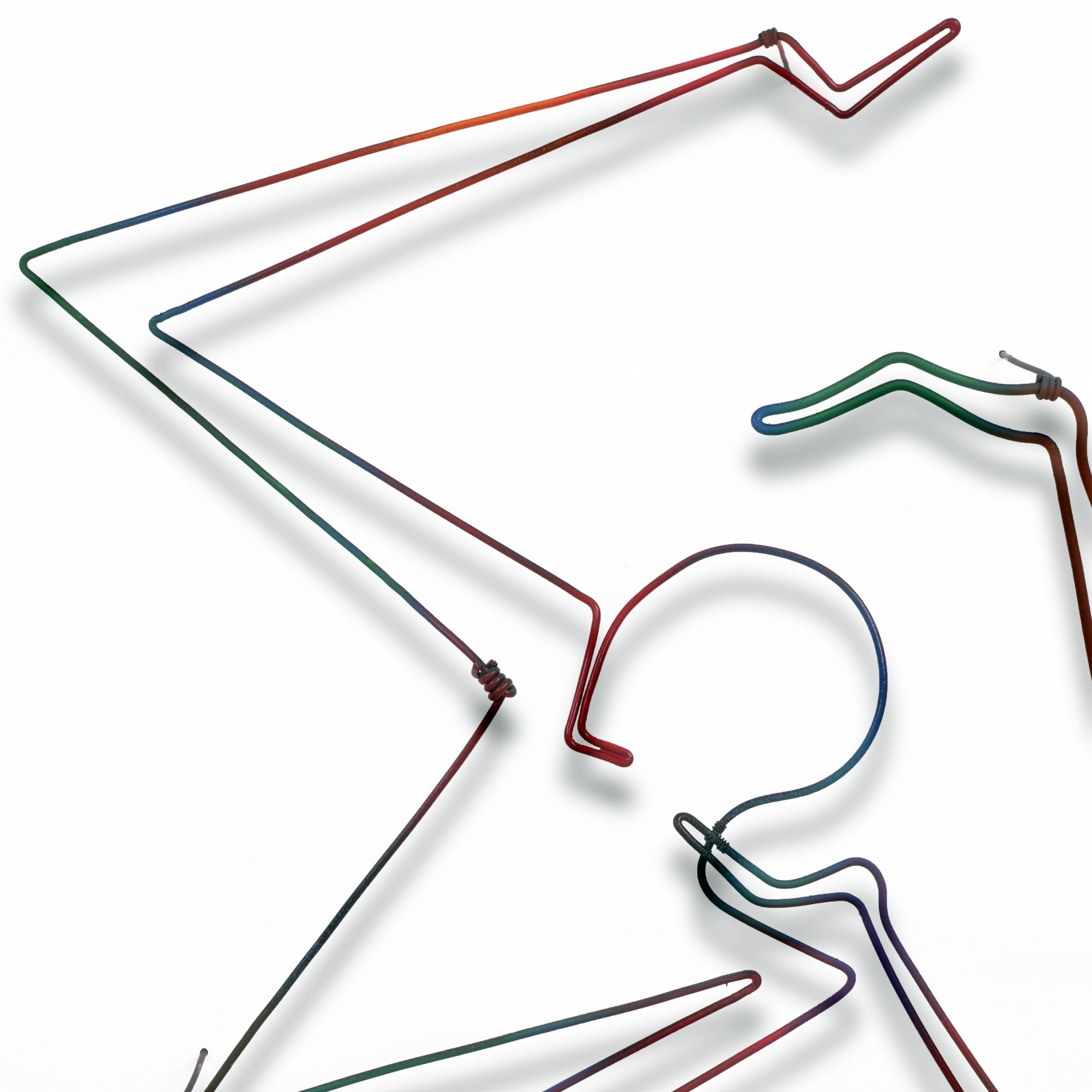 "Hide and Seek III: Hiding in Plain Site", 2026. Painted steel wire on wood panel, 40" H x 36" w x 4” D. detail