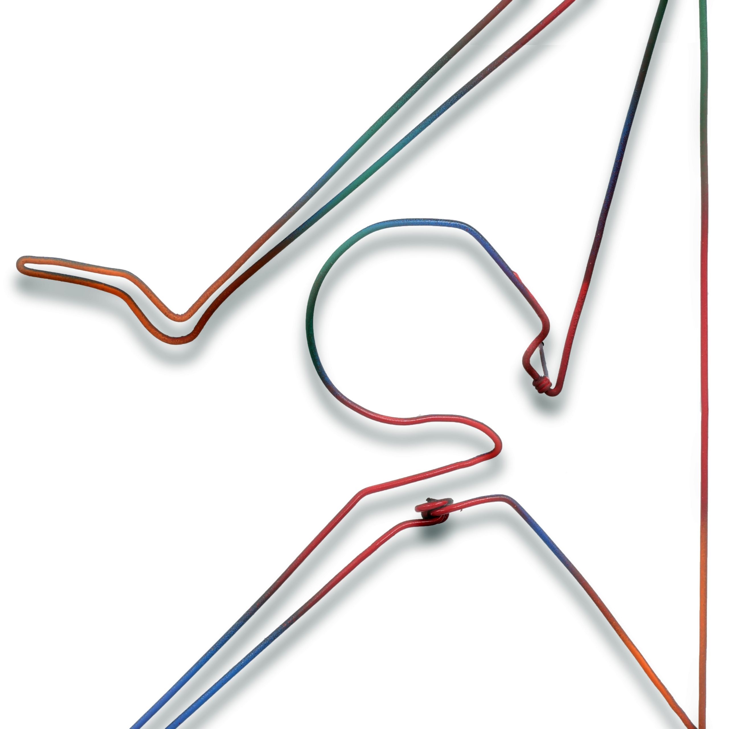 "Hide and Seek III: Hiding in Plain Site", 2026. Painted steel wire on wood panel, 40" H x 36" w x 4” D. Detail